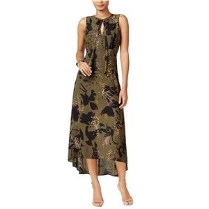 BAR III spit neck high/low dress green large
